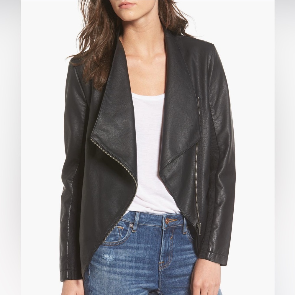 BB Dakota by Steve Madden Gabrielle Faux Leather Asymmetrical Jacket